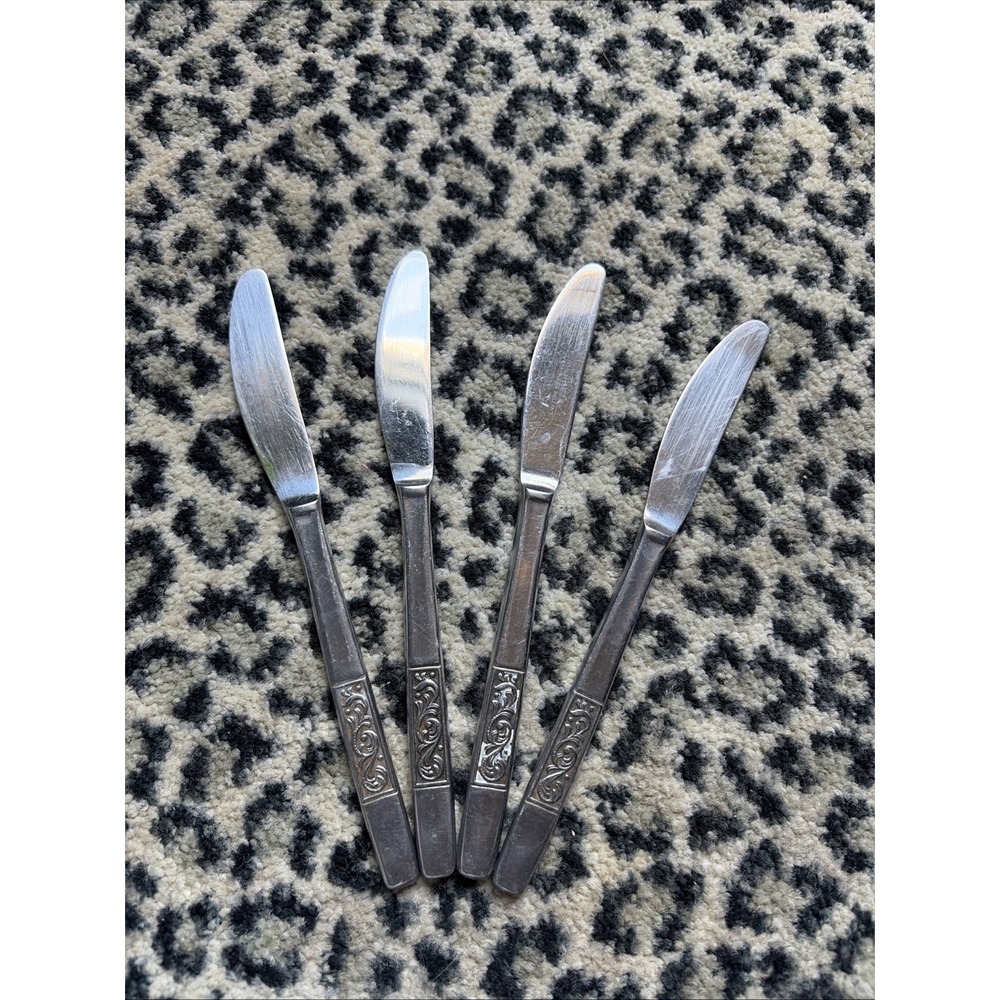 Amefa Stainless Royal Damask Dinner Knife Holland Lot Of 4 - Flatware Silverware